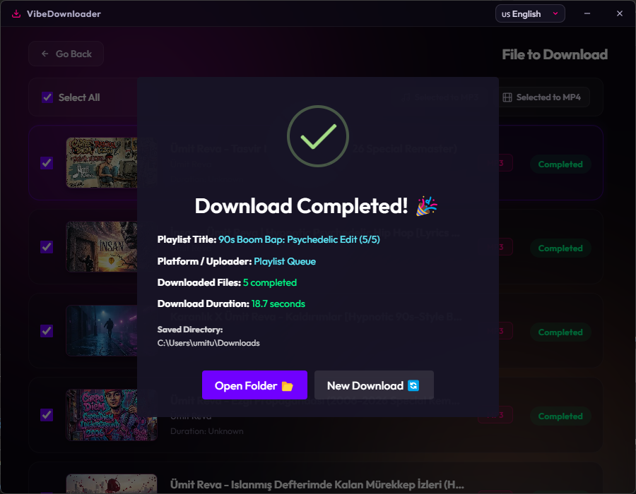 Download Completed Screen
